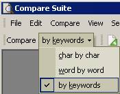 You can change the comparison method when you already selected files to compare. You can compare two files by keywords first, and then compare them word by word.
