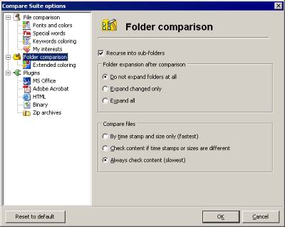 Folder Comparison Options